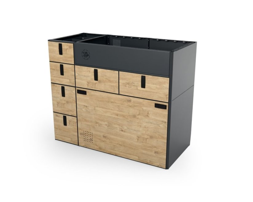 Moon Kitchen Solid Model 8 UK - Barva: RAL 7021, Provedení kuchyně: bez čelních panelů